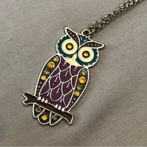 (2 for $30)Metal owl necklace with 13" long silver chain NWOT